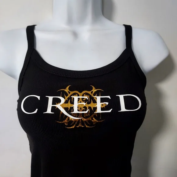 Creed band crop top Creed tank top Creed shirt fitted gold metallic vinyl - Picture 4 of 4